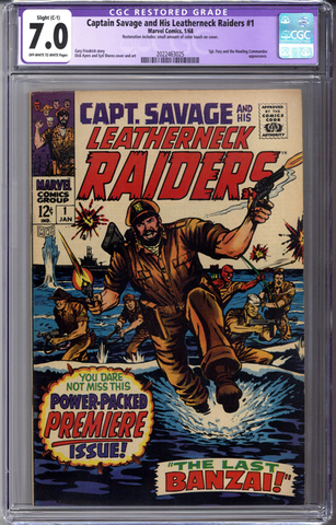 Captain Savage and his Leatherneck Raiders #1 CGC 7.0 C-1 slight restoration